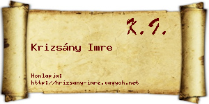 Krizsány Imre névjegykártya