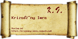 Krizsány Imre névjegykártya